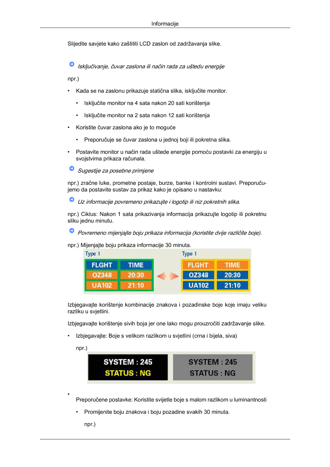 Samsung LS19LFYGF/EN manual Sugestije za posebne primjene 