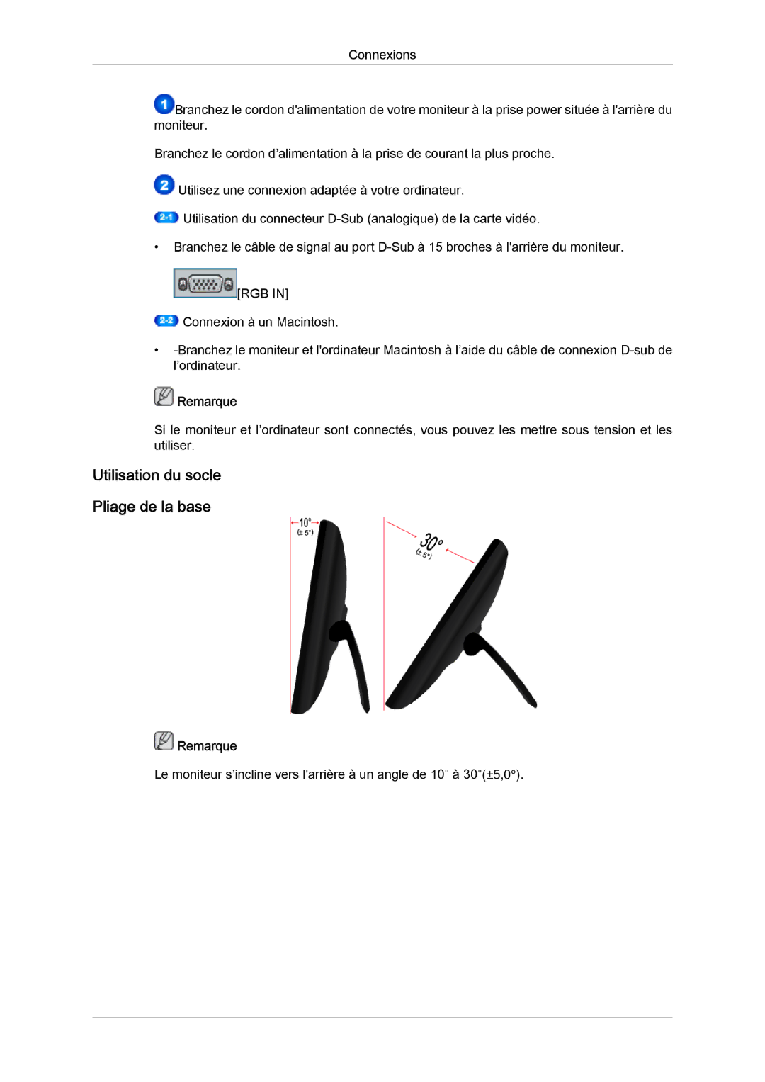 Samsung LS19LFYGFR/EN, LS19LFYGF/EN manual Utilisation du socle Pliage de la base 