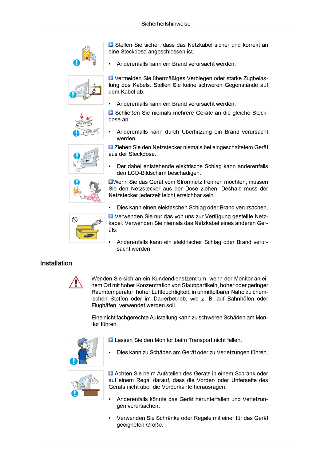 Samsung LS19LFYGF/EN, LS19LFYGFR/EN manual Installation 