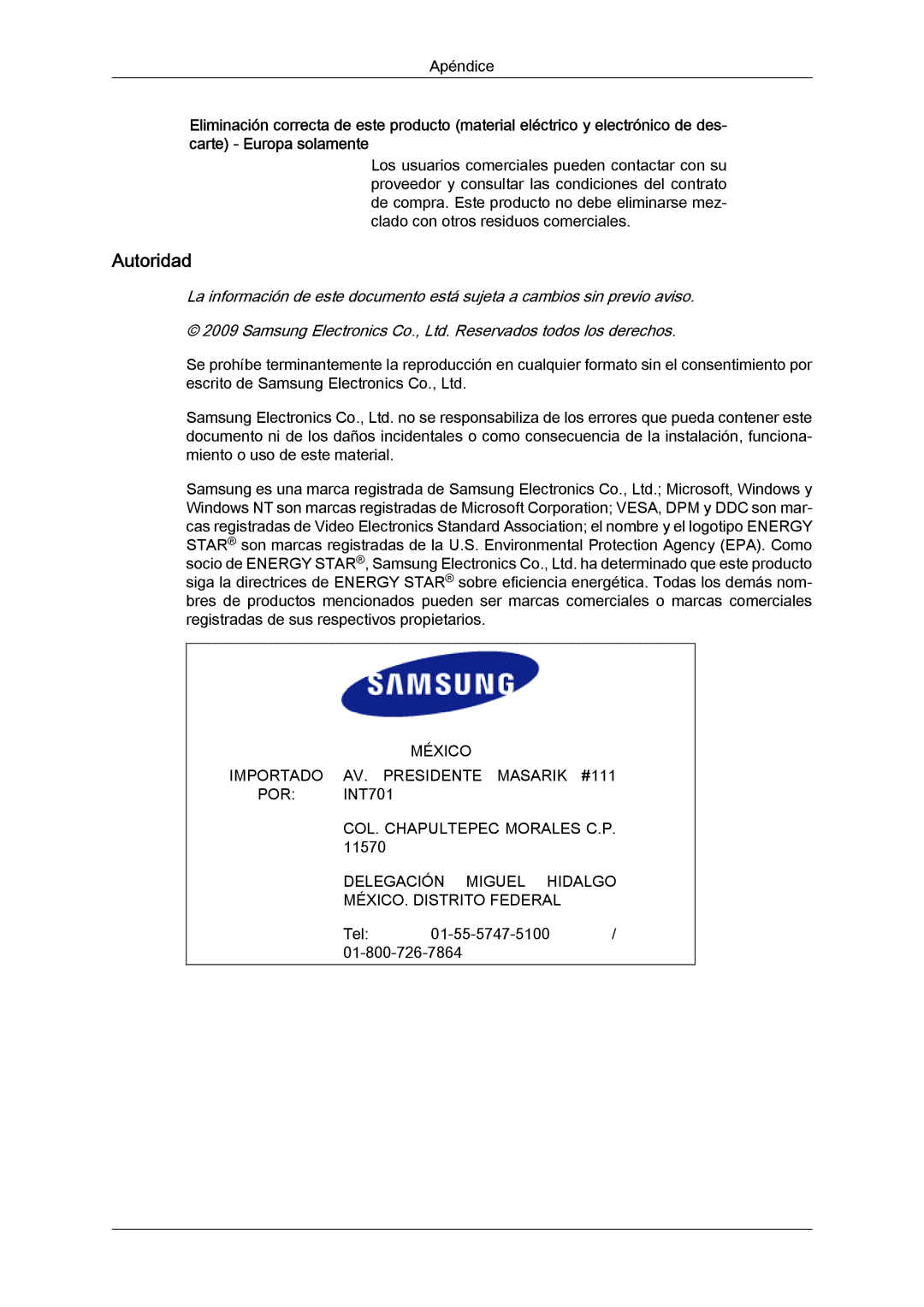 Samsung LS19LFYGF/EN, LS19LFYGFR/EN manual Autoridad 