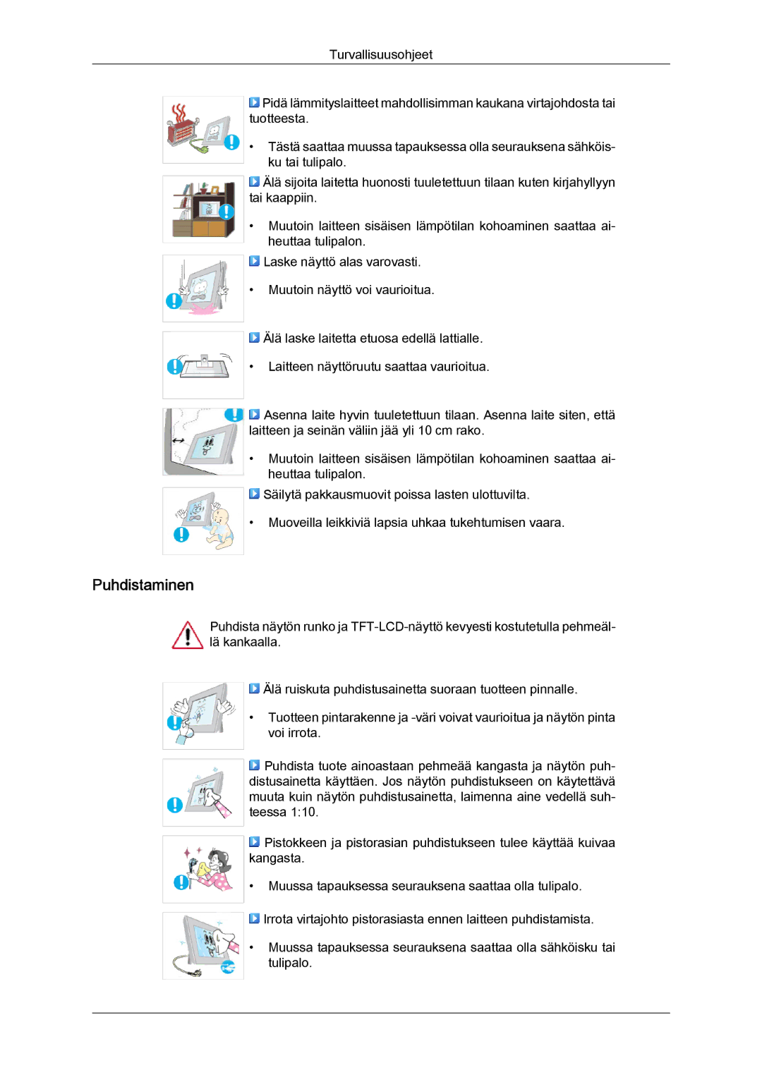 Samsung LS19LFYGFR/EN, LS19LFYGF/EN manual Puhdistaminen 