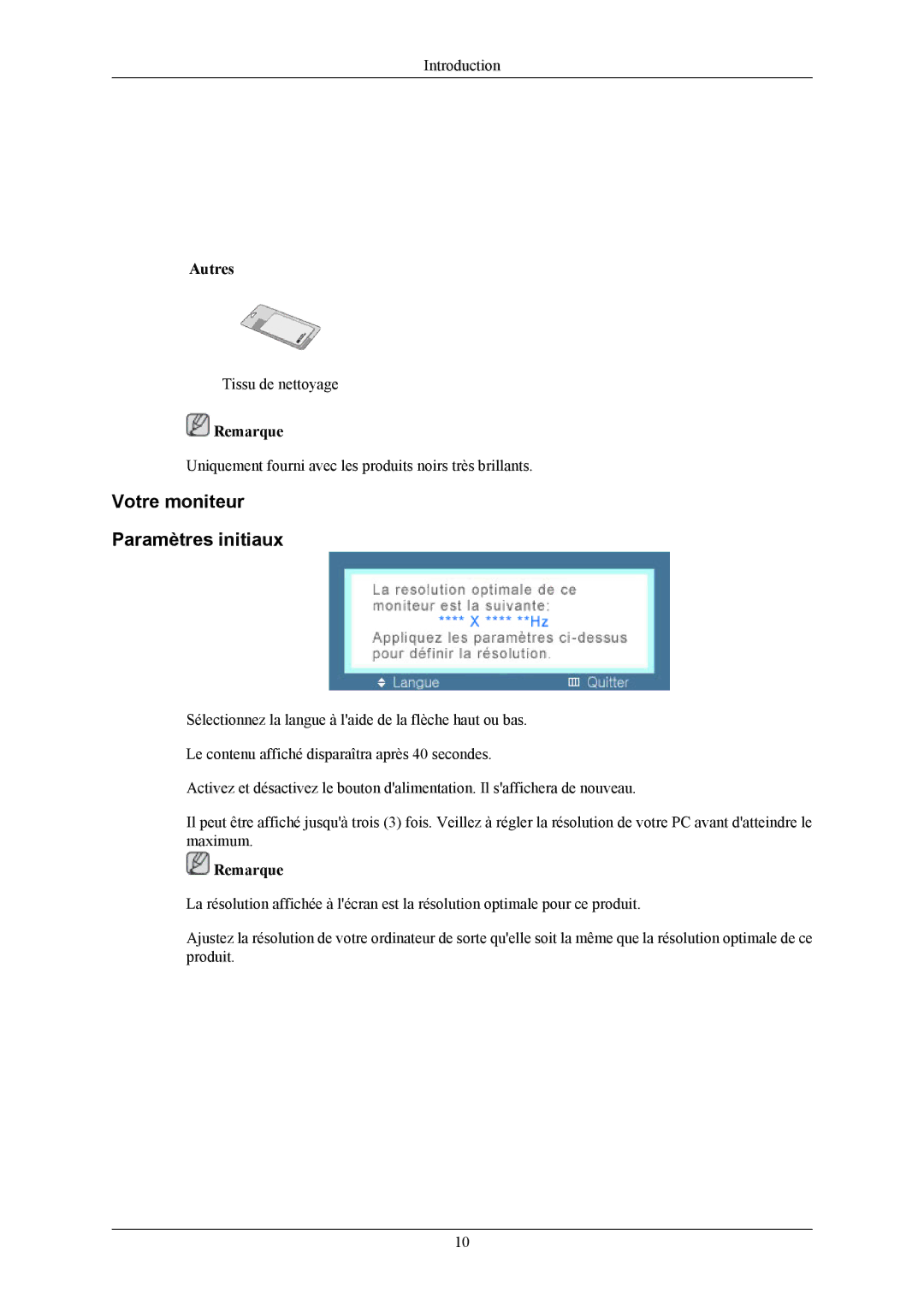 Samsung LS20LIUJFV/EN, LS19LIUKFV/EN manual Votre moniteur Paramètres initiaux 