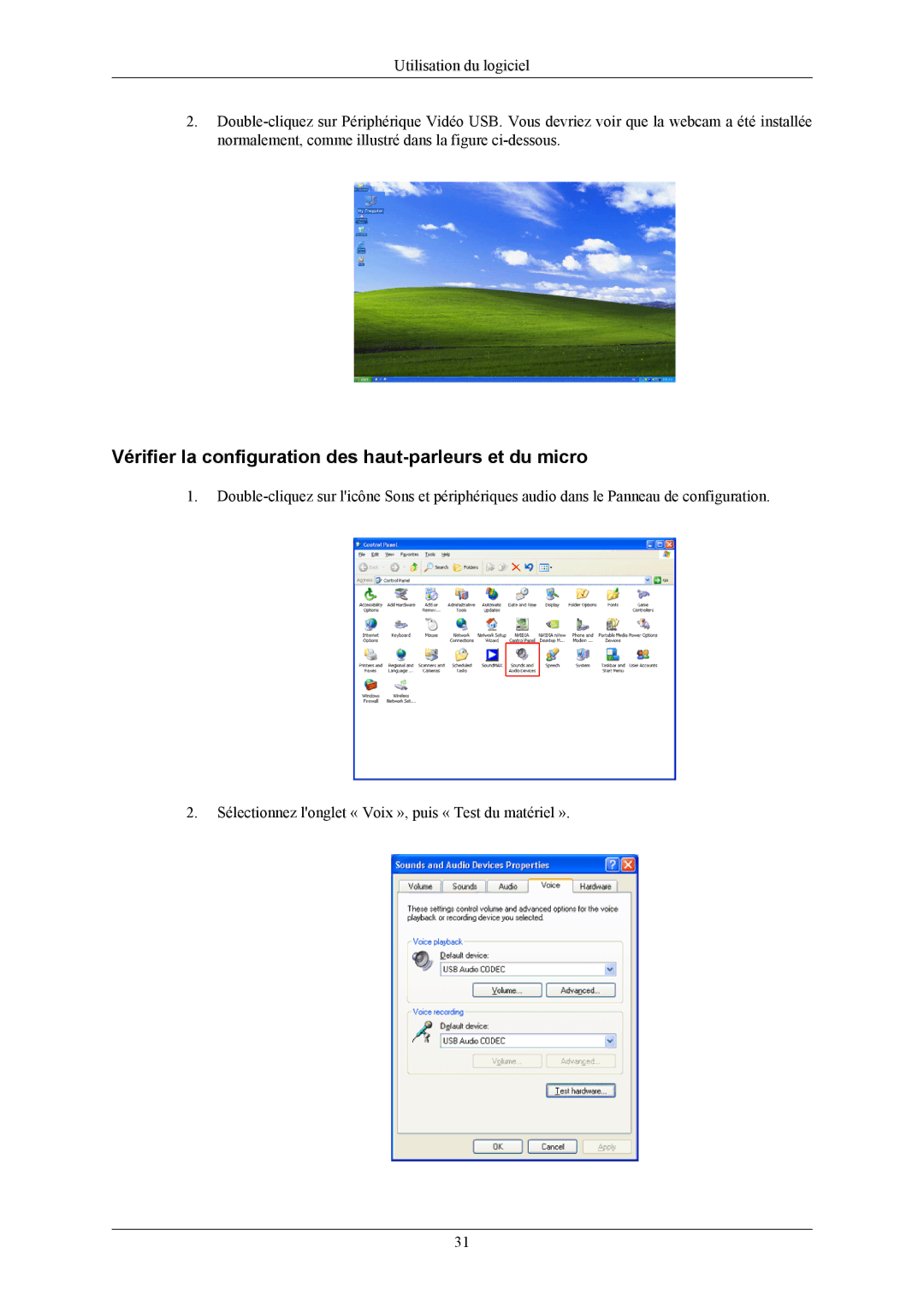 Samsung LS19LIUKFV/EN, LS20LIUJFV/EN manual Vérifier la configuration des haut-parleurs et du micro 