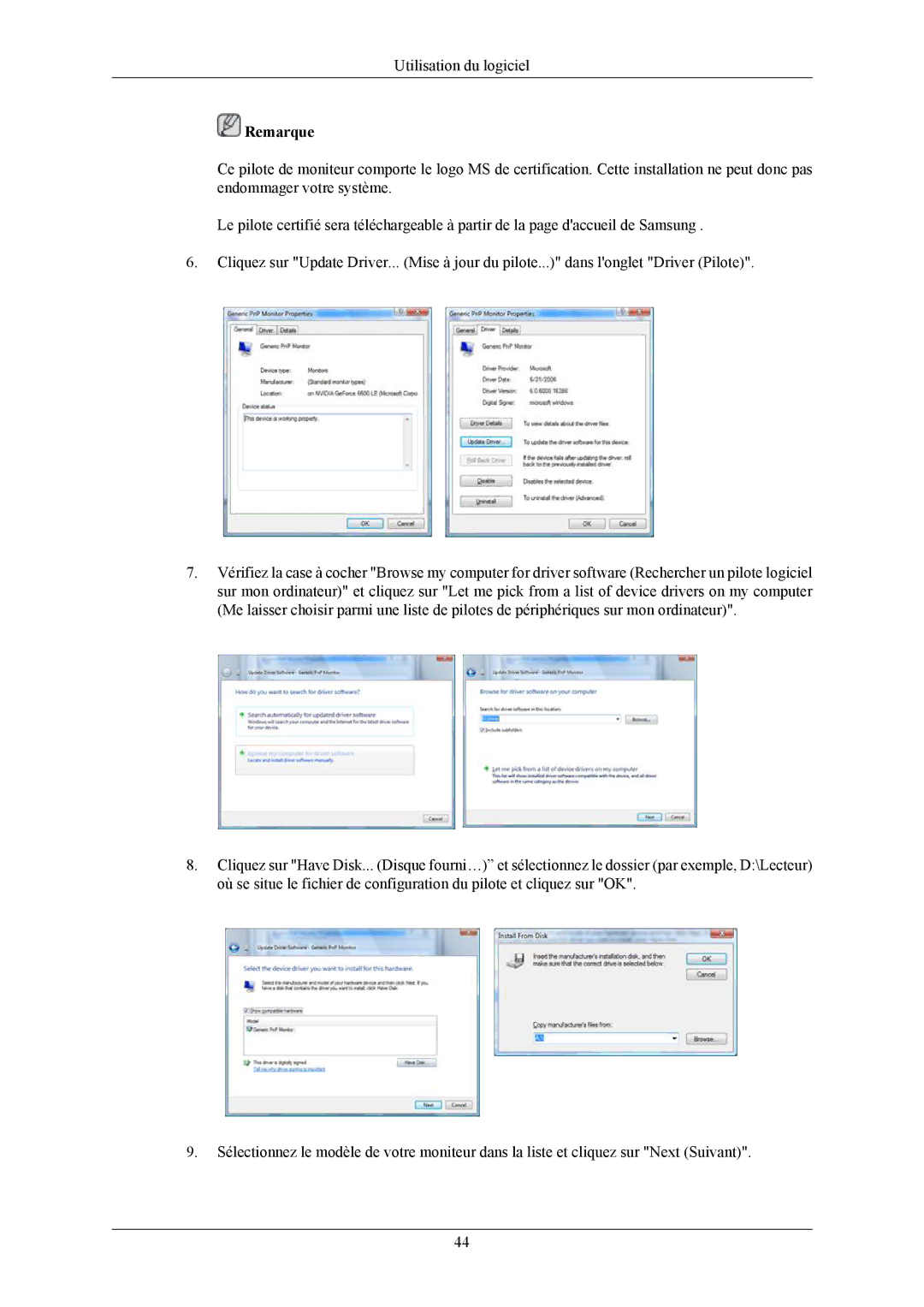 Samsung LS20LIUJFV/EN, LS19LIUKFV/EN manual Utilisation du logiciel 