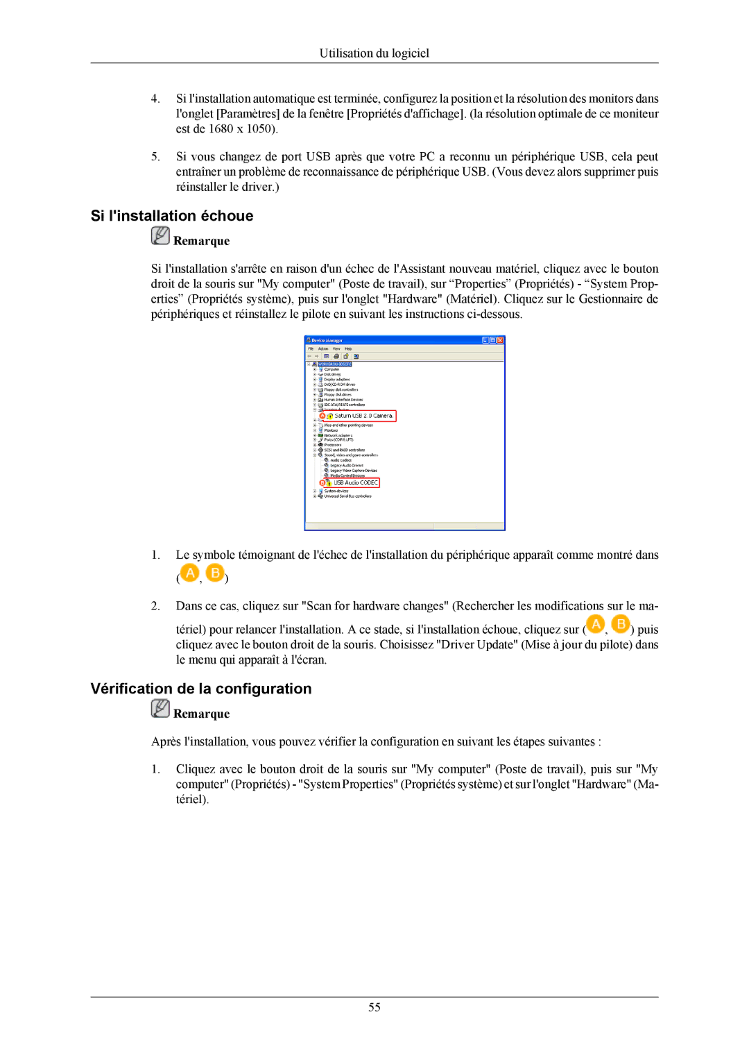 Samsung LS19LIUKFV/EN, LS20LIUJFV/EN manual Si linstallation échoue 