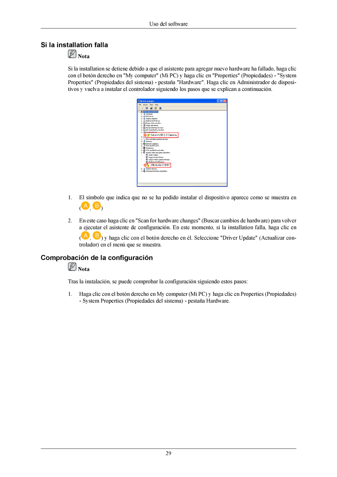 Samsung LS19LIUKFV/EN, LS20LIUJFV/EN manual Si la installation falla, Comprobación de la configuración 