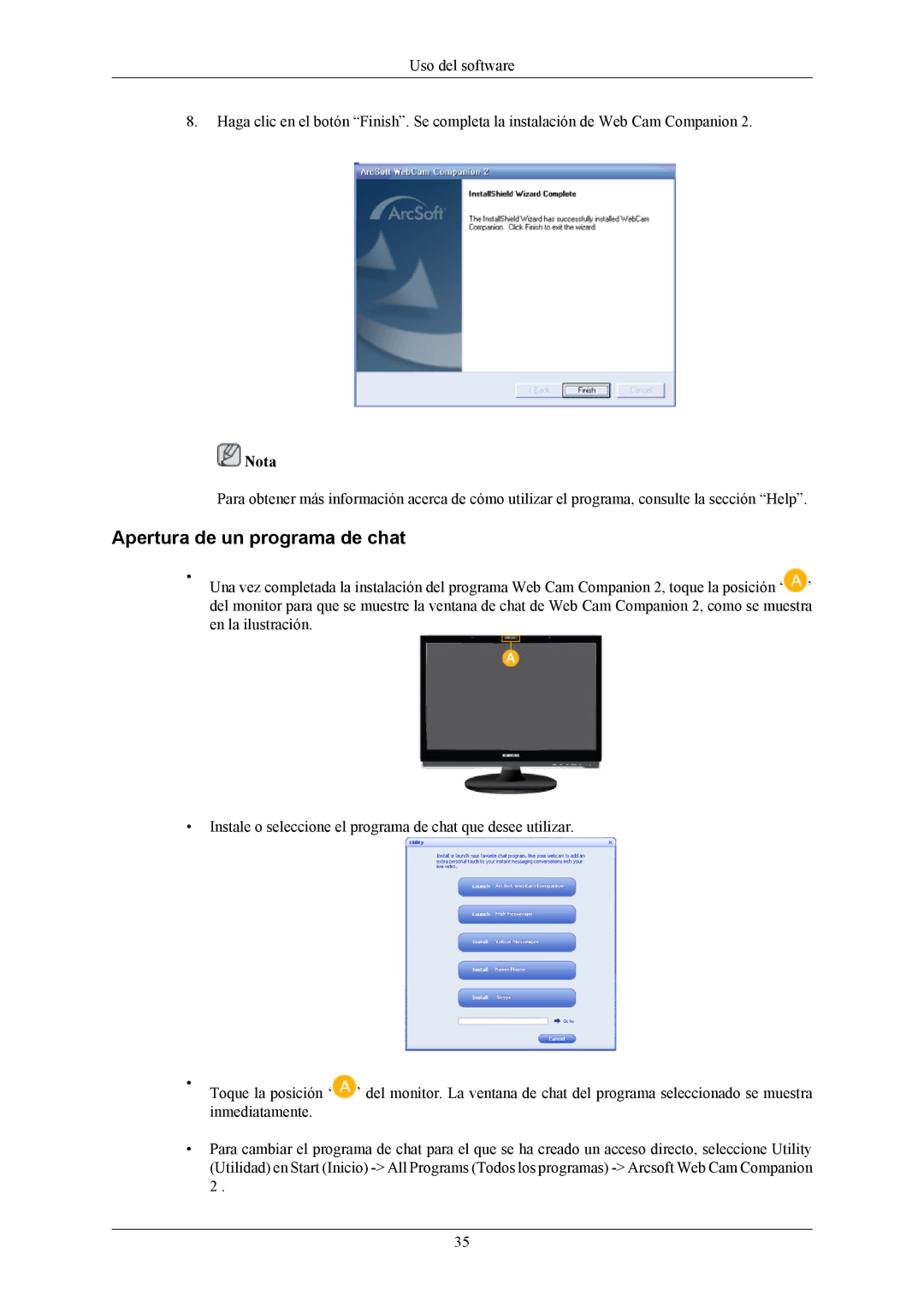 Samsung LS19LIUKFV/EN, LS20LIUJFV/EN manual Apertura de un programa de chat 