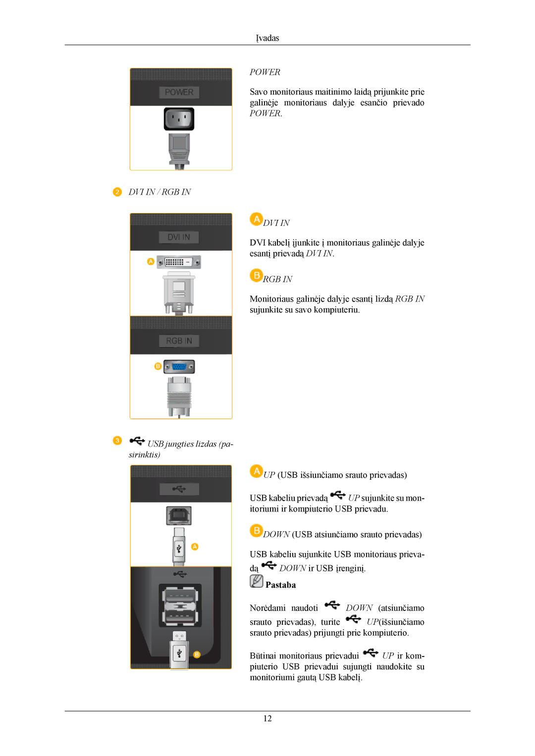 Samsung LS20LIUJFV/EN, LS19LIUKFV/EN manual Power DVI in / RGB 