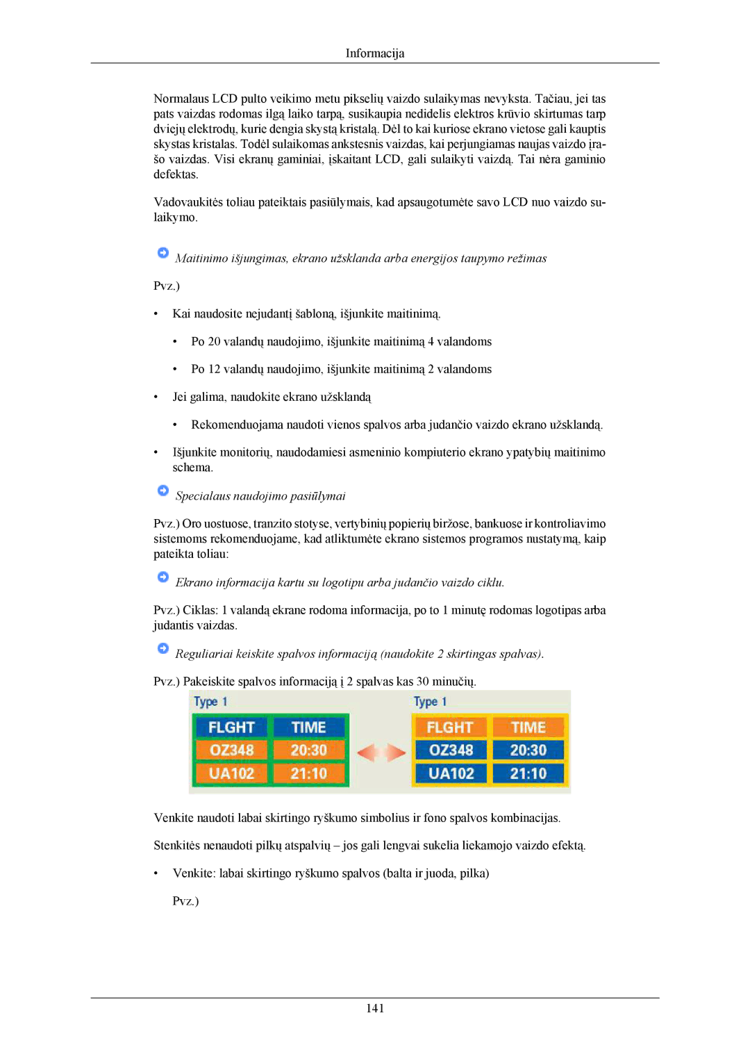 Samsung LS19LIUKFV/EN, LS20LIUJFV/EN manual Specialaus naudojimo pasiūlymai 