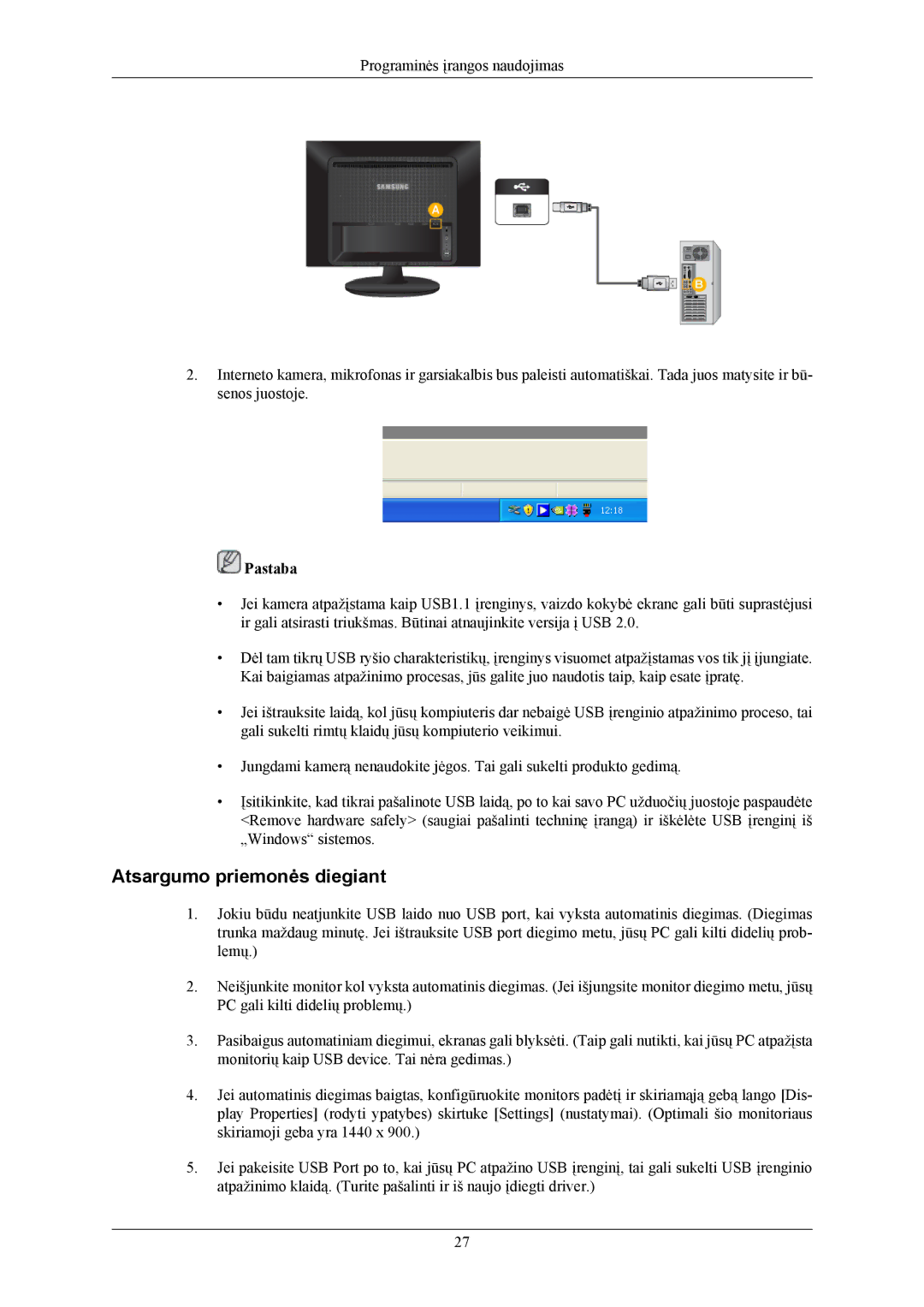 Samsung LS19LIUKFV/EN, LS20LIUJFV/EN manual Atsargumo priemonės diegiant 