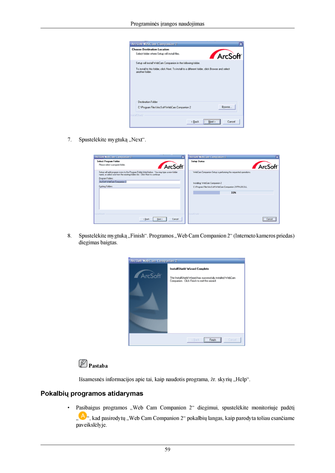 Samsung LS19LIUKFV/EN, LS20LIUJFV/EN manual Pokalbių programos atidarymas 