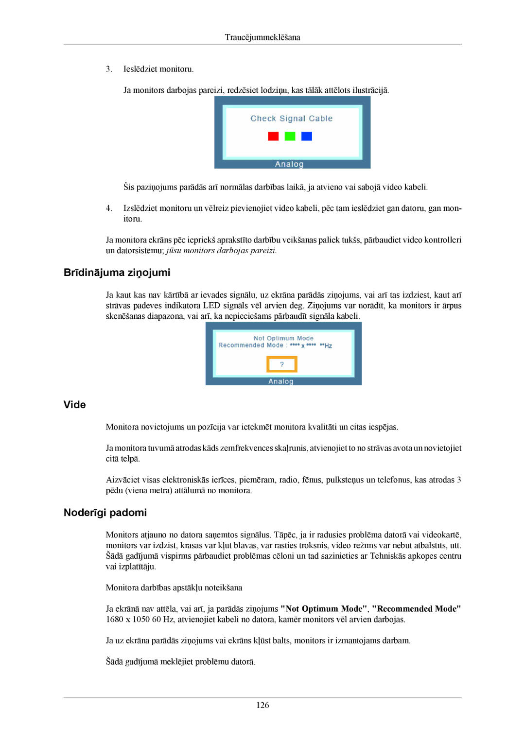 Samsung LS20LIUJFV/EN, LS19LIUKFV/EN manual Brīdinājuma ziņojumi 