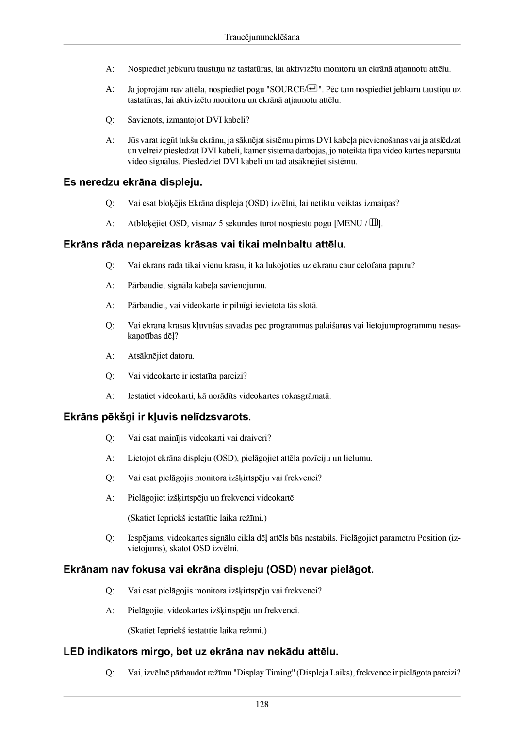 Samsung LS20LIUJFV/EN, LS19LIUKFV/EN manual Es neredzu ekrāna displeju 