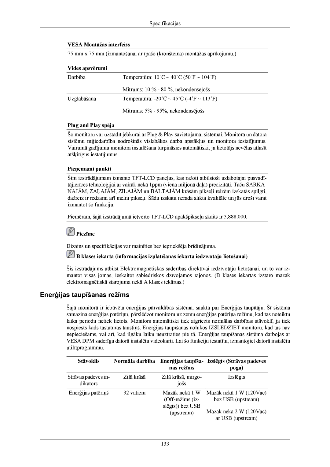 Samsung LS19LIUKFV/EN, LS20LIUJFV/EN manual Enerģijas taupīšanas režīms, Vides apsvērumi 