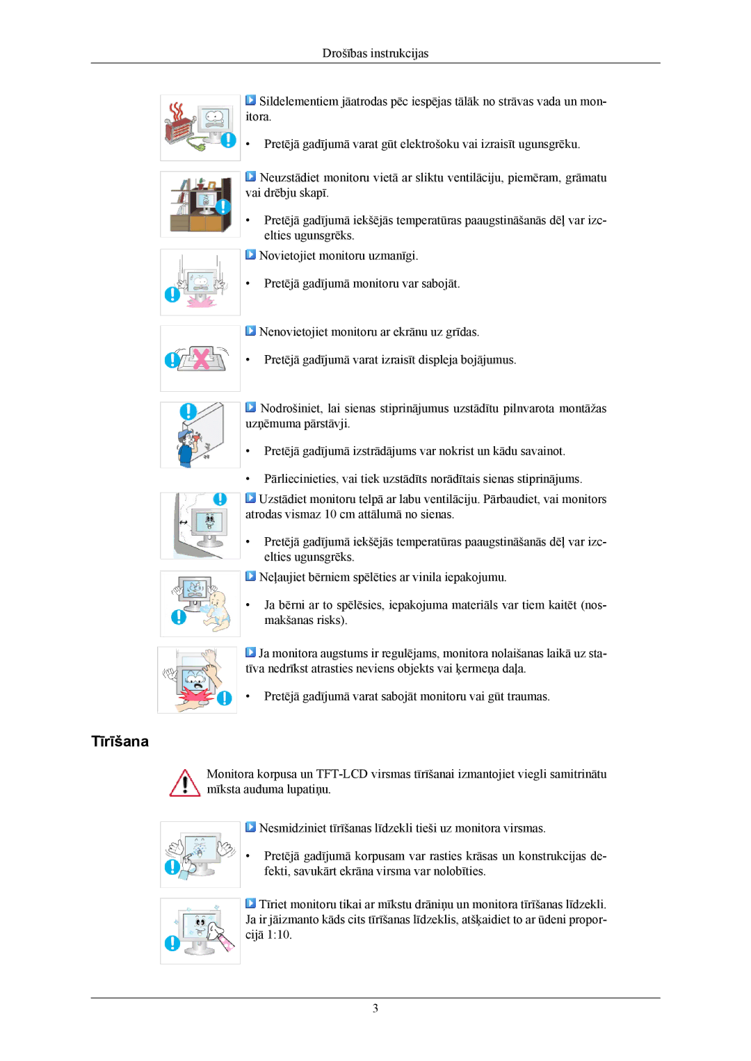 Samsung LS19LIUKFV/EN, LS20LIUJFV/EN manual Tīrīšana 