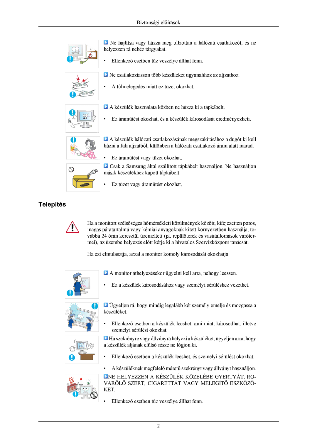 Samsung LS20LIUJFV/EN, LS19LIUKFV/EN manual Telepítés 