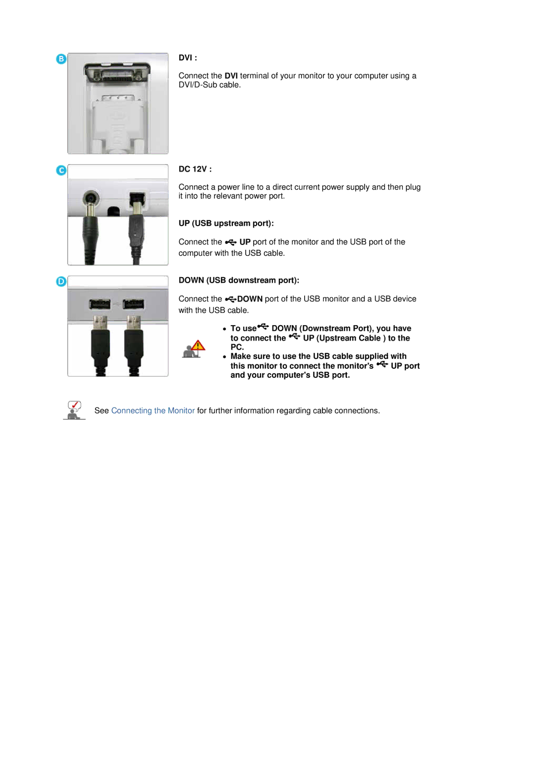 Samsung LS19MBXXFV/EDC, LS19MBPXFV/EDC, LS19MBPXHV/EDC, LS19MBXXHV/EDC manual UP USB upstream port, Down USB downstream port 