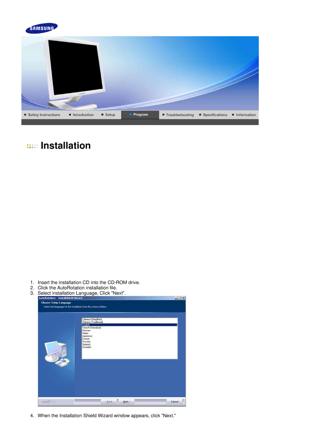 Samsung LS19MBXXHV/EDC, LS19MBPXFV/EDC, LS19MBXXFV/EDC, LS19MBPXHV/EDC, LS19MBXXX2/CI, LS19MBXXF2/CI manual Installation 