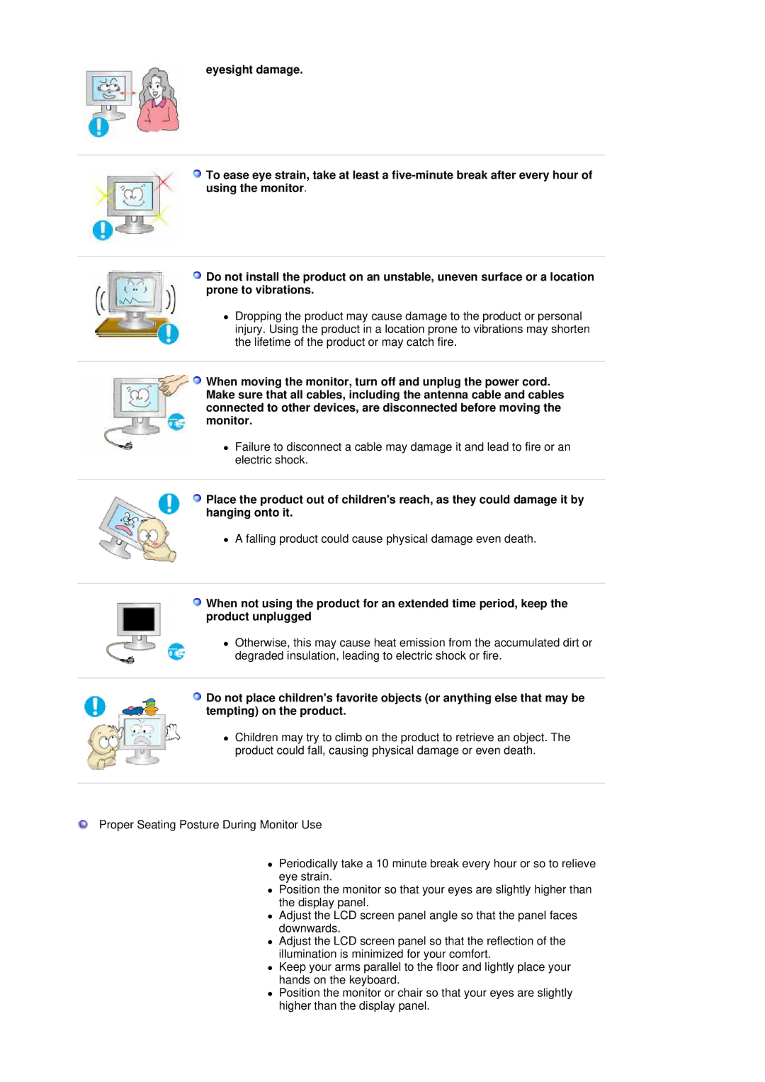 Samsung LS19MBPXHV/EDC, LS19MBPXFV/EDC, LS19MBXXFV/EDC, LS19MBXXX2/CI Falling product could cause physical damage even death 