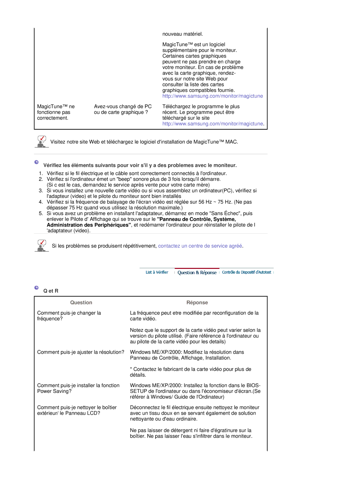 Samsung LS19MBXXFV/EDC, LS19MBPXFV/EDC, LS19MBPXHV/EDC, LS19MBXXHV/EDC manual Question Réponse 