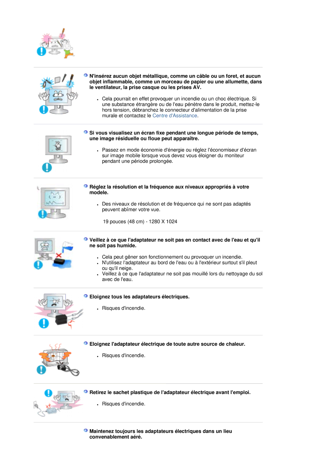 Samsung LS19MBPXFV/EDC, LS19MBXXFV/EDC, LS19MBPXHV/EDC, LS19MBXXHV/EDC manual Eloignez tous les adaptateurs électriques 