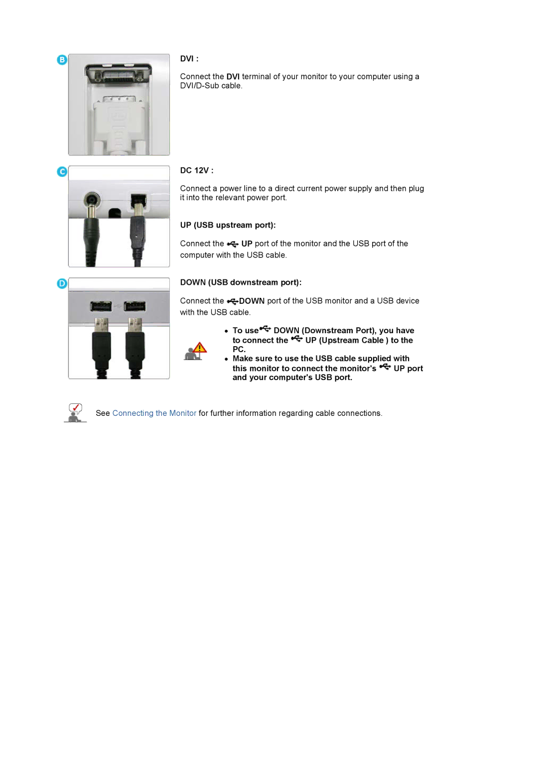 Samsung LS19MBPXFV/EDC, LS19MBXXFV/EDC, LS19MBPXHV/EDC, LS19MBXXHV/EDC manual UP USB upstream port, Down USB downstream port 