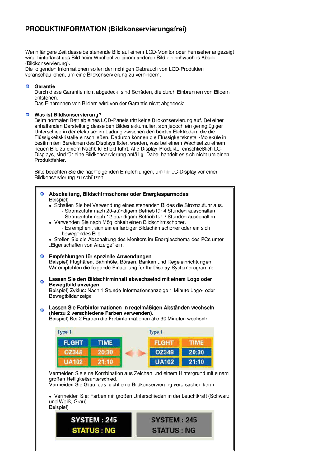 Samsung LS19MBXXFV/EDC manual Garantie, Was ist Bildkonservierung?, Abschaltung, Bildschirmschoner oder Energiesparmodus 