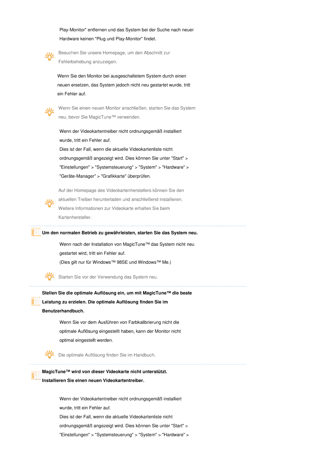 Samsung LS19MBPXFV/EDC, LS19MBXXFV/EDC, LS19MBPXHV/EDC, LS19MBXXHV/EDC manual Starten Sie vor der Verwendung das System neu 