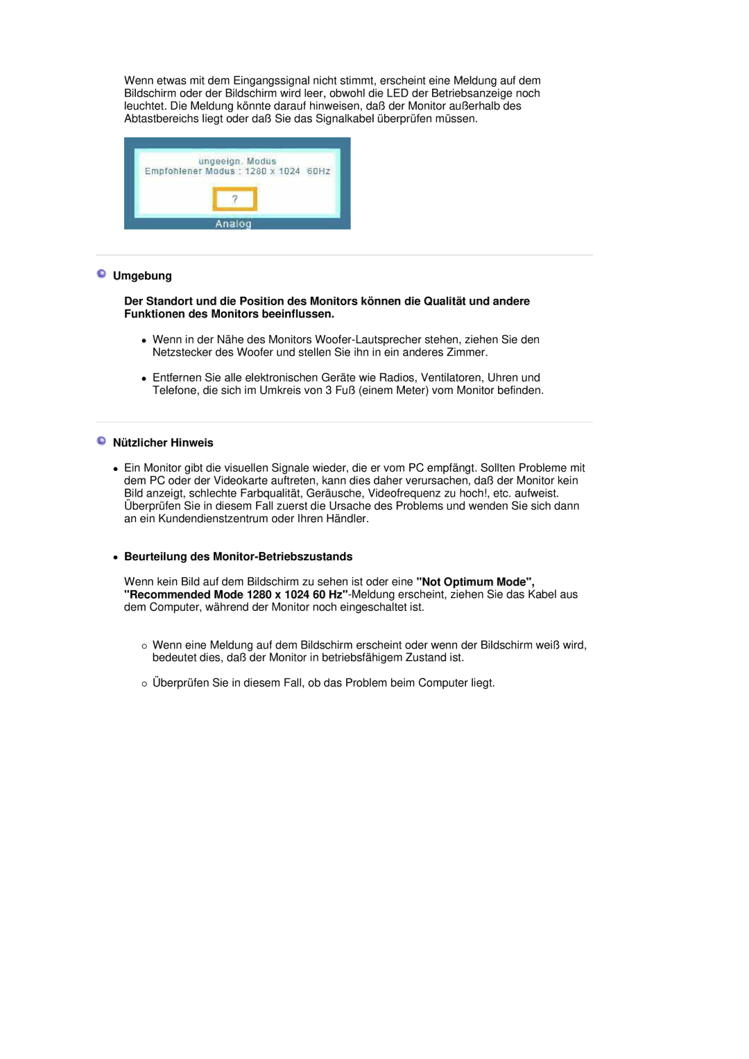 Samsung LS19MBXXHV/EDC, LS19MBPXFV/EDC, LS19MBXXFV/EDC manual Nützlicher Hinweis, Beurteilung des Monitor-Betriebszustands 