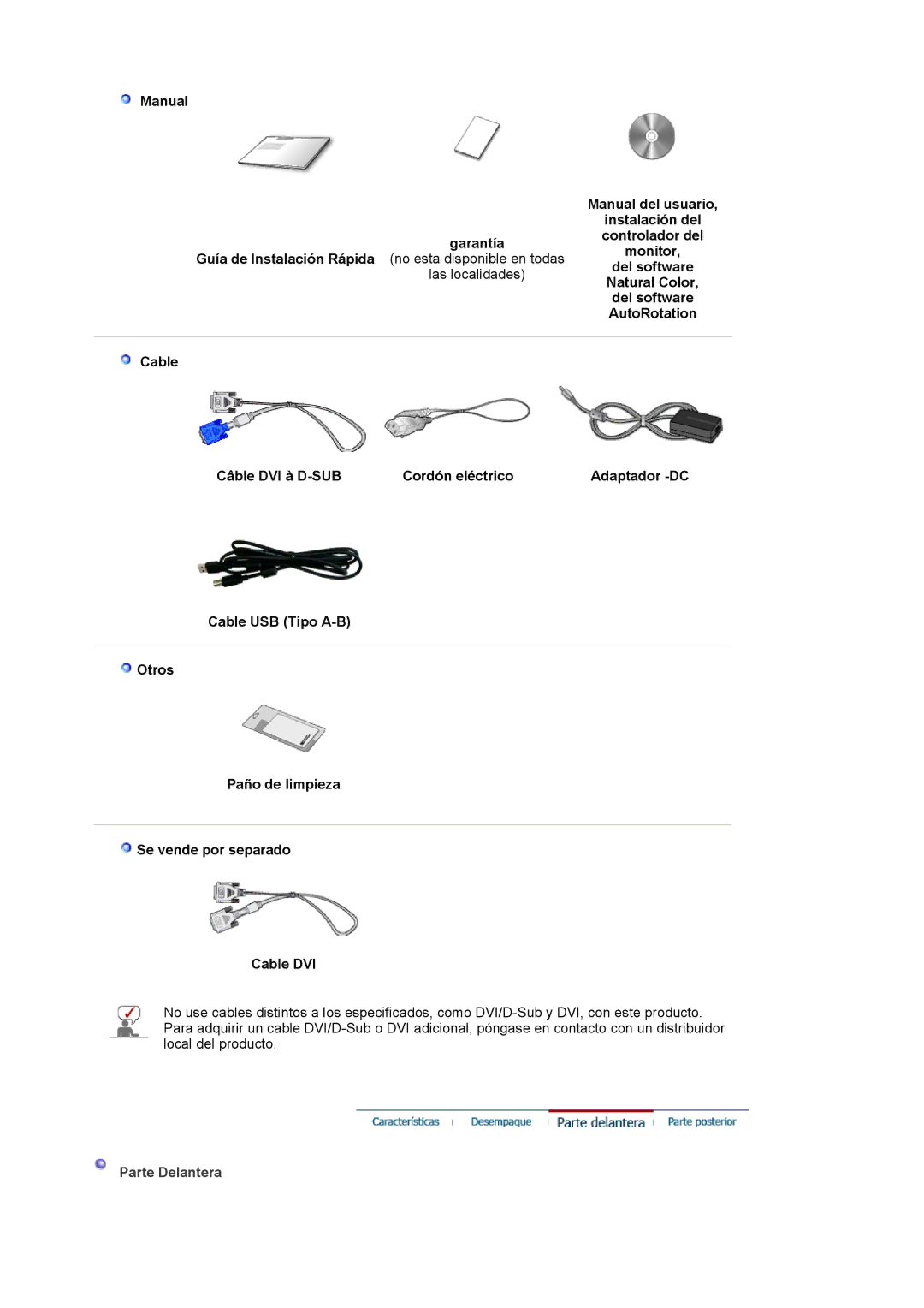 Samsung LS19MBXXHV/EDC, LS19MBPXFV/EDC, LS19MBXXFV/EDC, LS19MBPXHV/EDC manual Natural Color, AutoRotation, Parte Delantera 