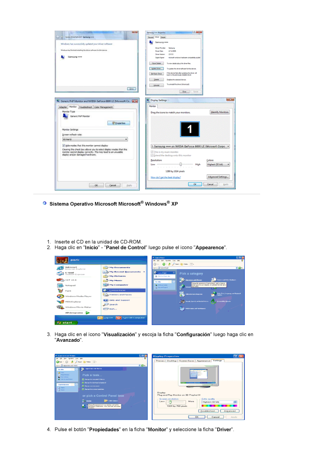 Samsung LS19MBPXFV/EDC, LS19MBXXFV/EDC, LS19MBPXHV/EDC, LS19MBXXHV/EDC manual Sistema Operativo Microsoft Microsoft Windows XP 