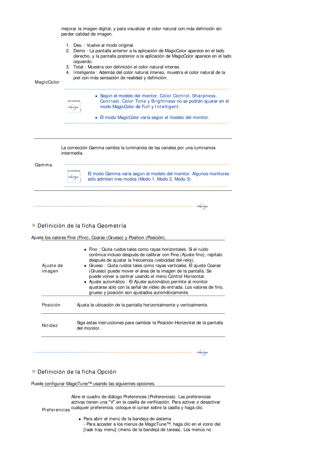 Samsung LS19MBPXFV/EDC, LS19MBXXFV/EDC, LS19MBPXHV/EDC, LS19MBXXHV/EDC manual Definición de la ficha Geometría 