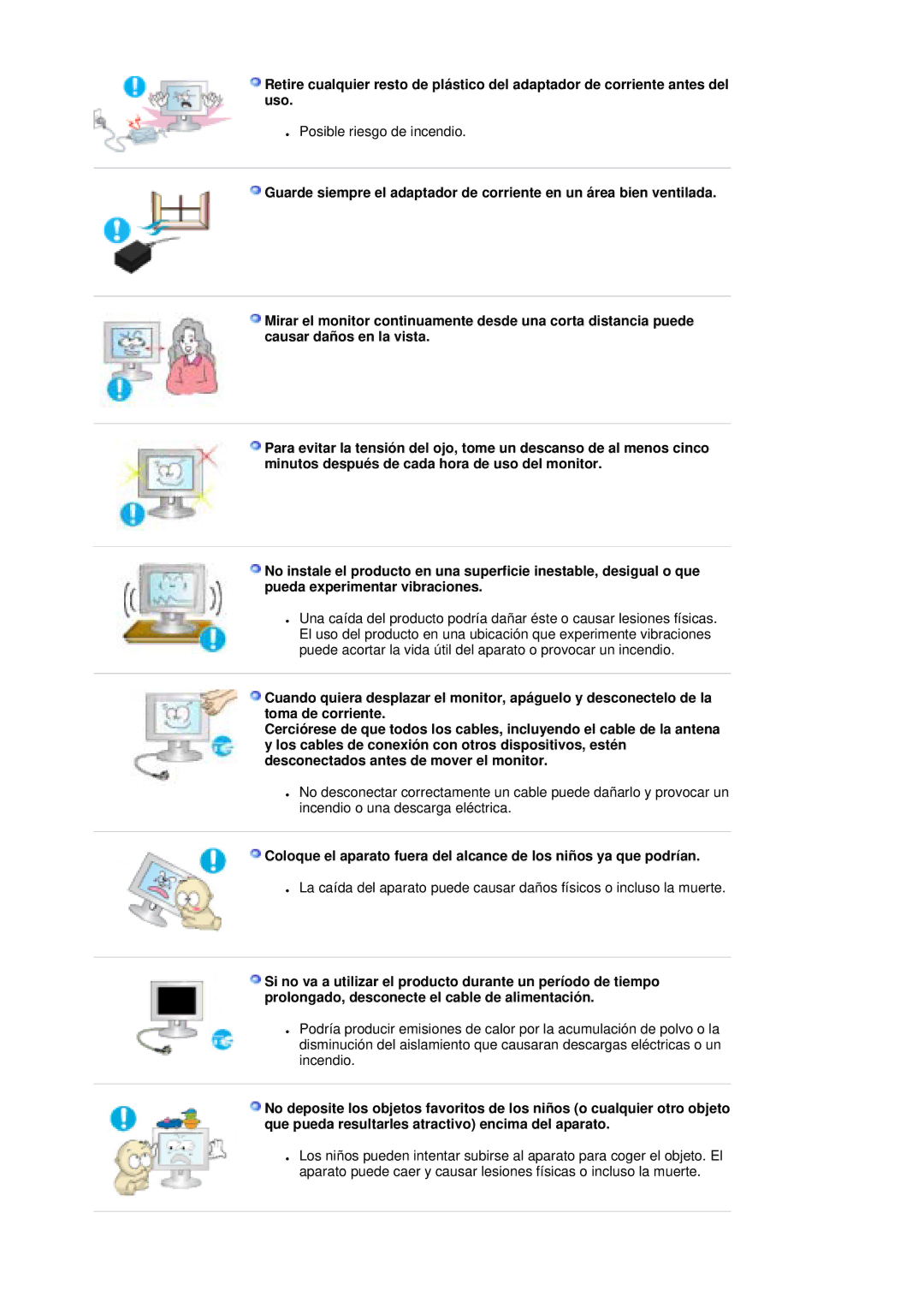 Samsung LS19MBXXFV/EDC, LS19MBPXFV/EDC, LS19MBPXHV/EDC, LS19MBXXHV/EDC manual Posible riesgo de incendio 