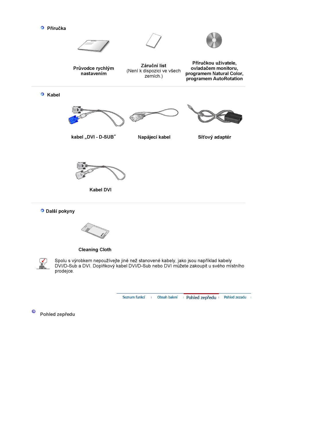 Samsung LS19MBXXHV/EDC, LS19MBPXFV/EDC, LS19MBXXFV/EDC, LS19MBPXHV/EDC manual Pohled zepředu 