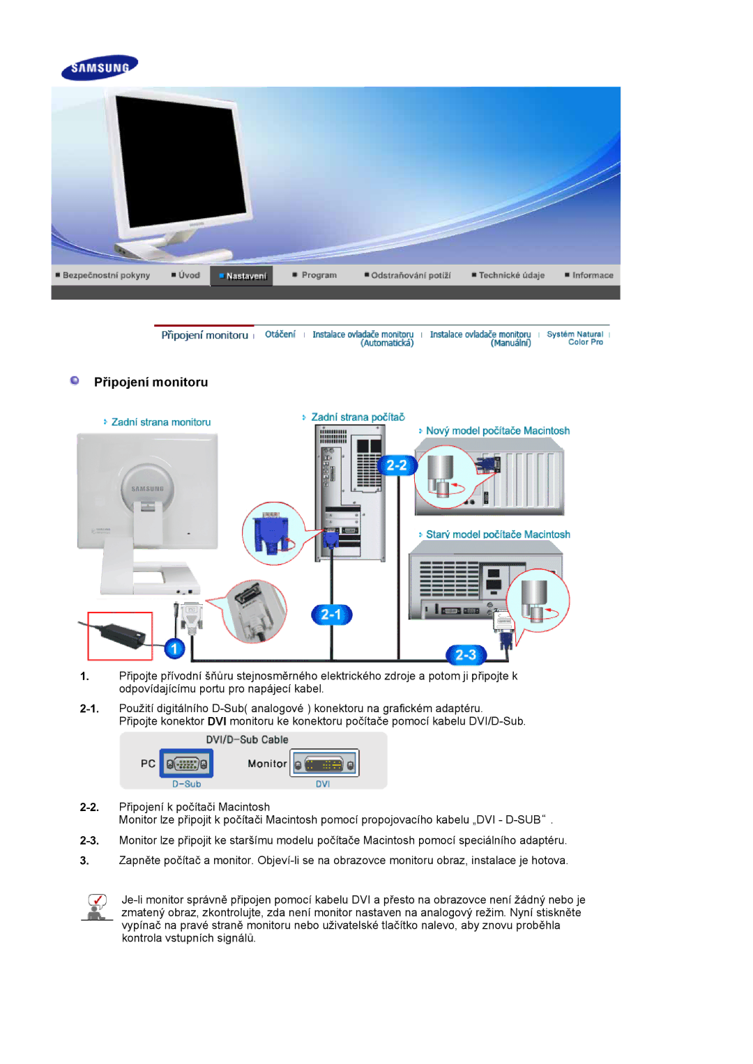 Samsung LS19MBXXHV/EDC, LS19MBPXFV/EDC, LS19MBXXFV/EDC, LS19MBPXHV/EDC manual Připojení monitoru 