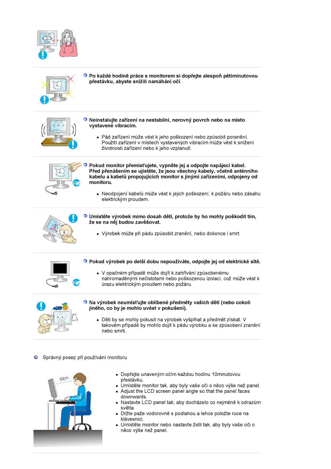 Samsung LS19MBXXFV/EDC, LS19MBPXFV/EDC, LS19MBPXHV/EDC manual Výrobek může při pádu způsobit zranění, nebo dokonce i smrt 