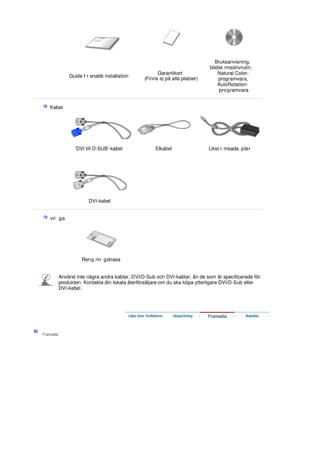 Samsung LS19MBXXHV/EDC manual Bildskärmsdrivrutin, Guide för snabb installation Garantikort Natural Color, Programvara 