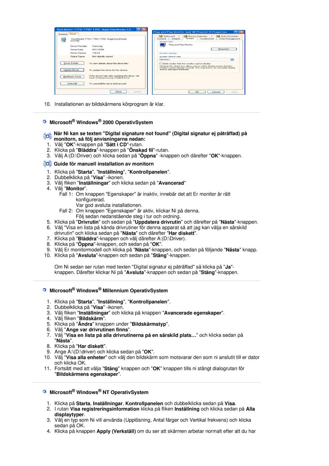 Samsung LS19MBPXFV/EDC, LS19MBXXFV/EDC, LS19MBPXHV/EDC, LS19MBXXHV/EDC manual Microsoft Windows NT OperativSystem 