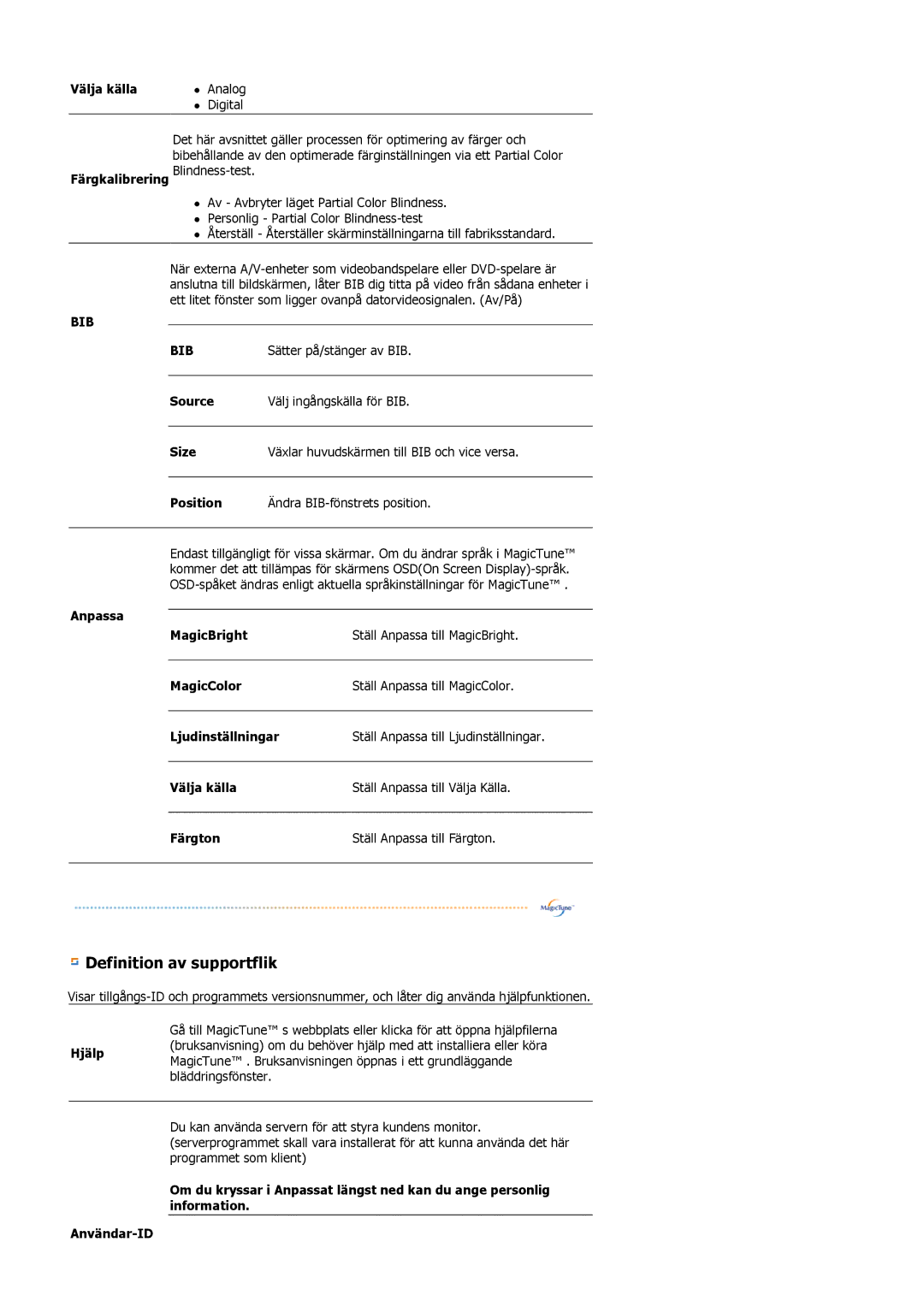 Samsung LS19MBPXFV/EDC, LS19MBXXFV/EDC, LS19MBPXHV/EDC manual Välja källa, Färgkalibrering Blindness-test, Source, Size 