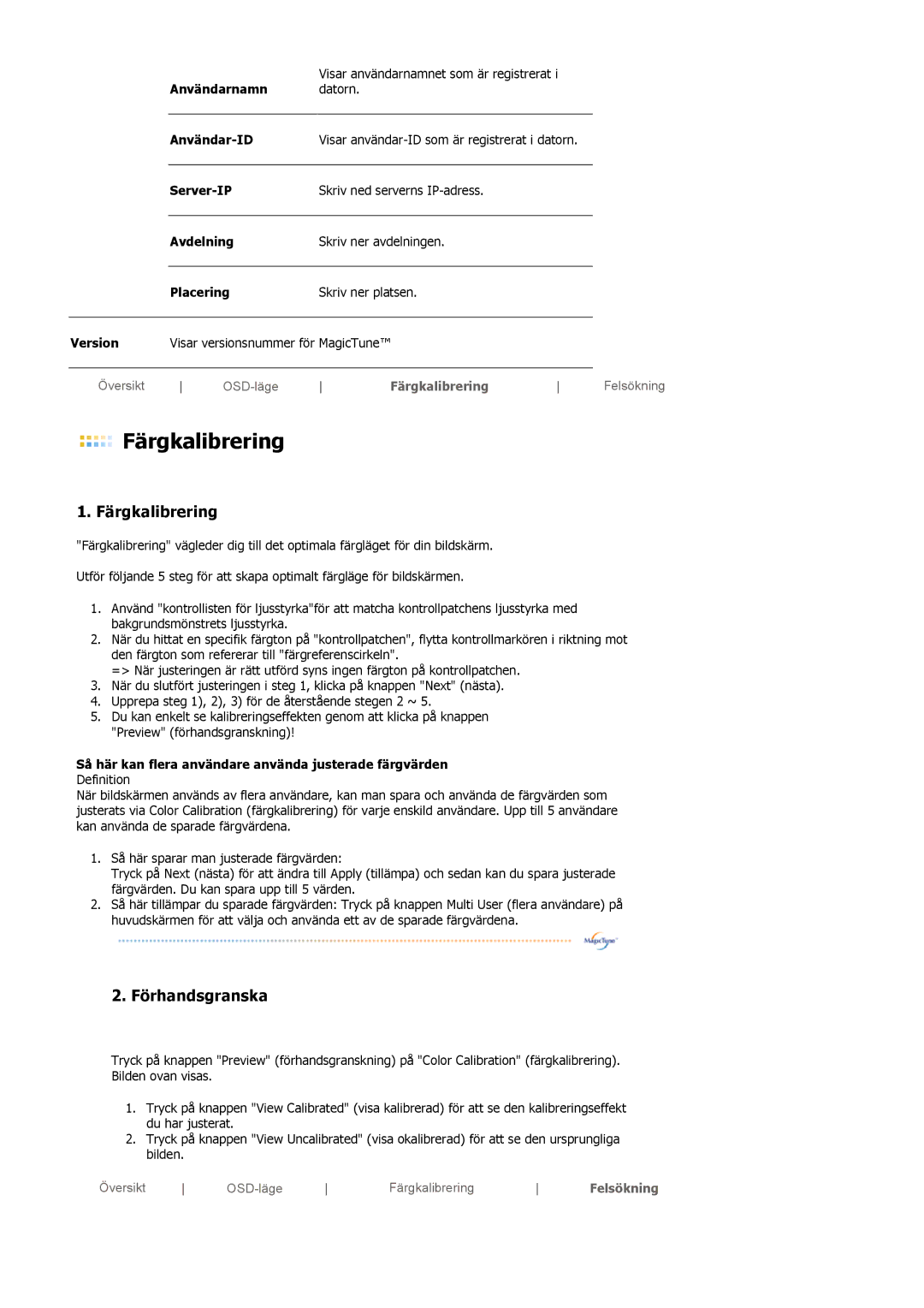 Samsung LS19MBXXFV/EDC, LS19MBPXFV/EDC, LS19MBPXHV/EDC manual Användarnamn, Server-IP, Avdelning, Placering, Version 