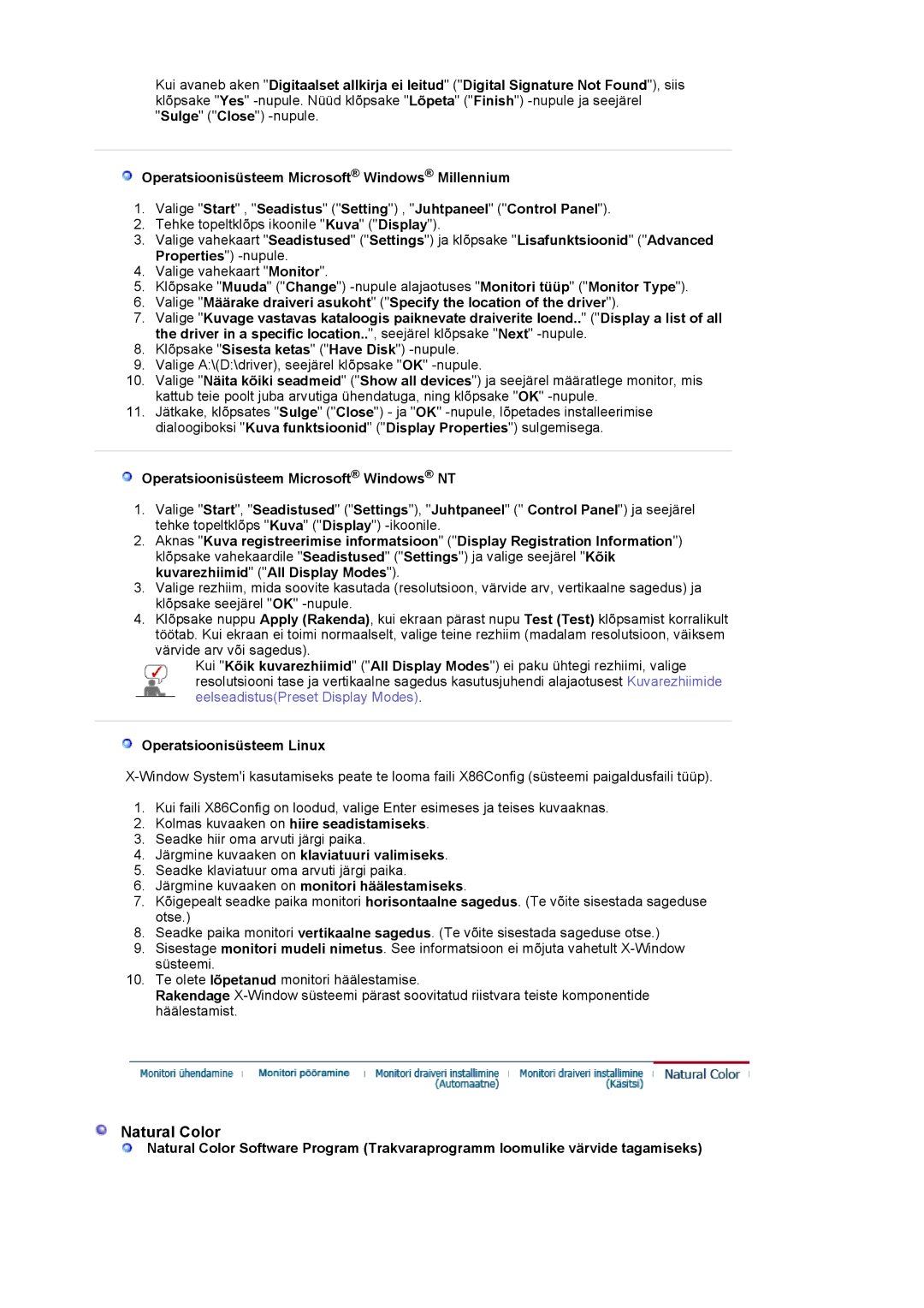 Samsung LS19MBXXHV/EDC, LS19MBPXFV/EDC manual Operatsioonisüsteem Linux, Järgmine kuvaaken on monitori häälestamiseks 