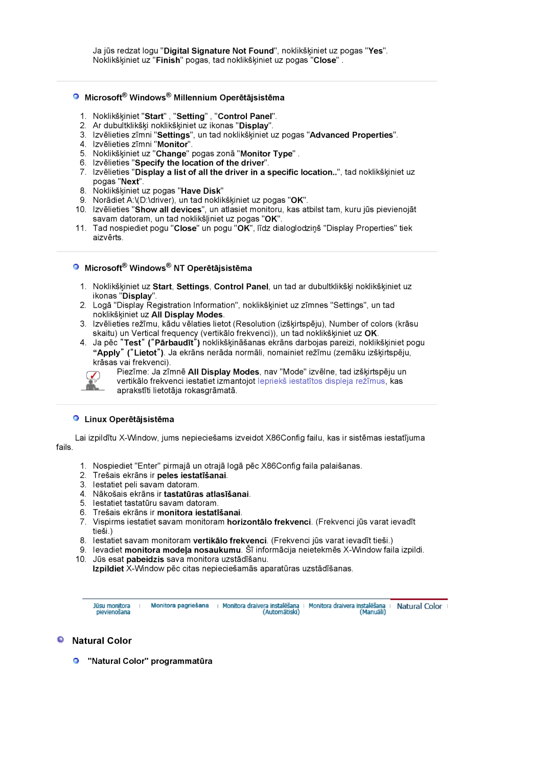 Samsung LS19MBXXHV/EDC, LS19MBPXFV/EDC Microsoft Windows Millennium Operētājsistēma, Microsoft Windows NT Operētājsistēma 