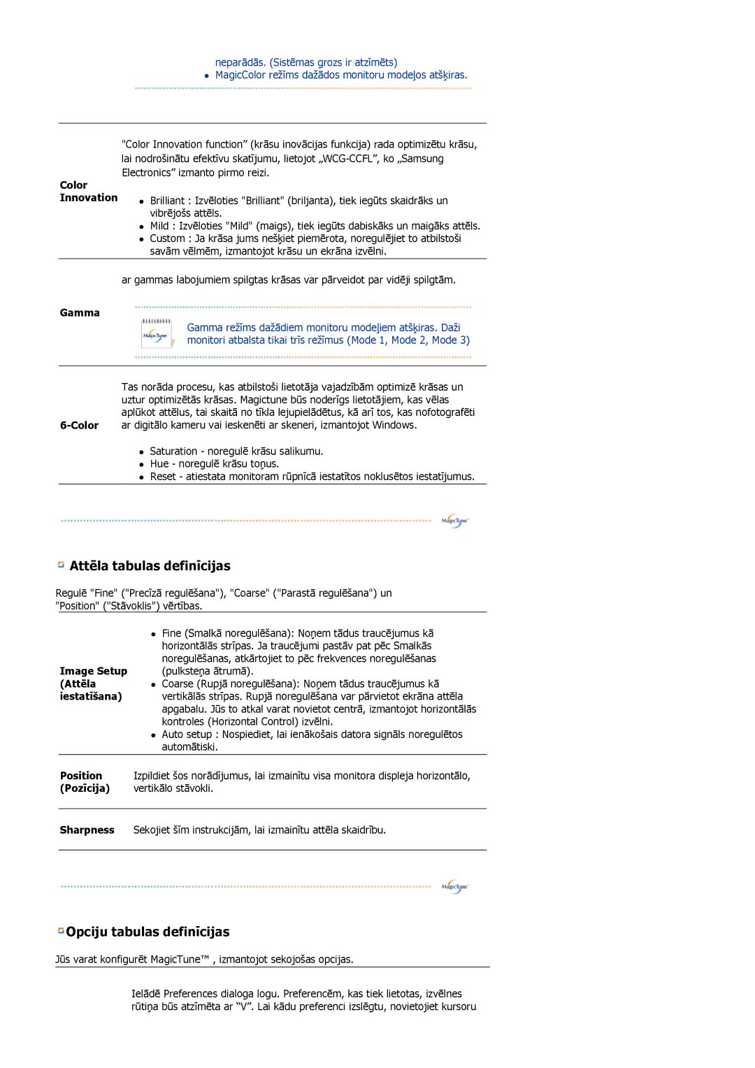 Samsung LS19MBXXHV/EDC, LS19MBPXFV/EDC, LS19MBXXFV/EDC, LS19MBPXHV/EDC manual Gamma, Image Setup, Attēla, Iestatīšana 