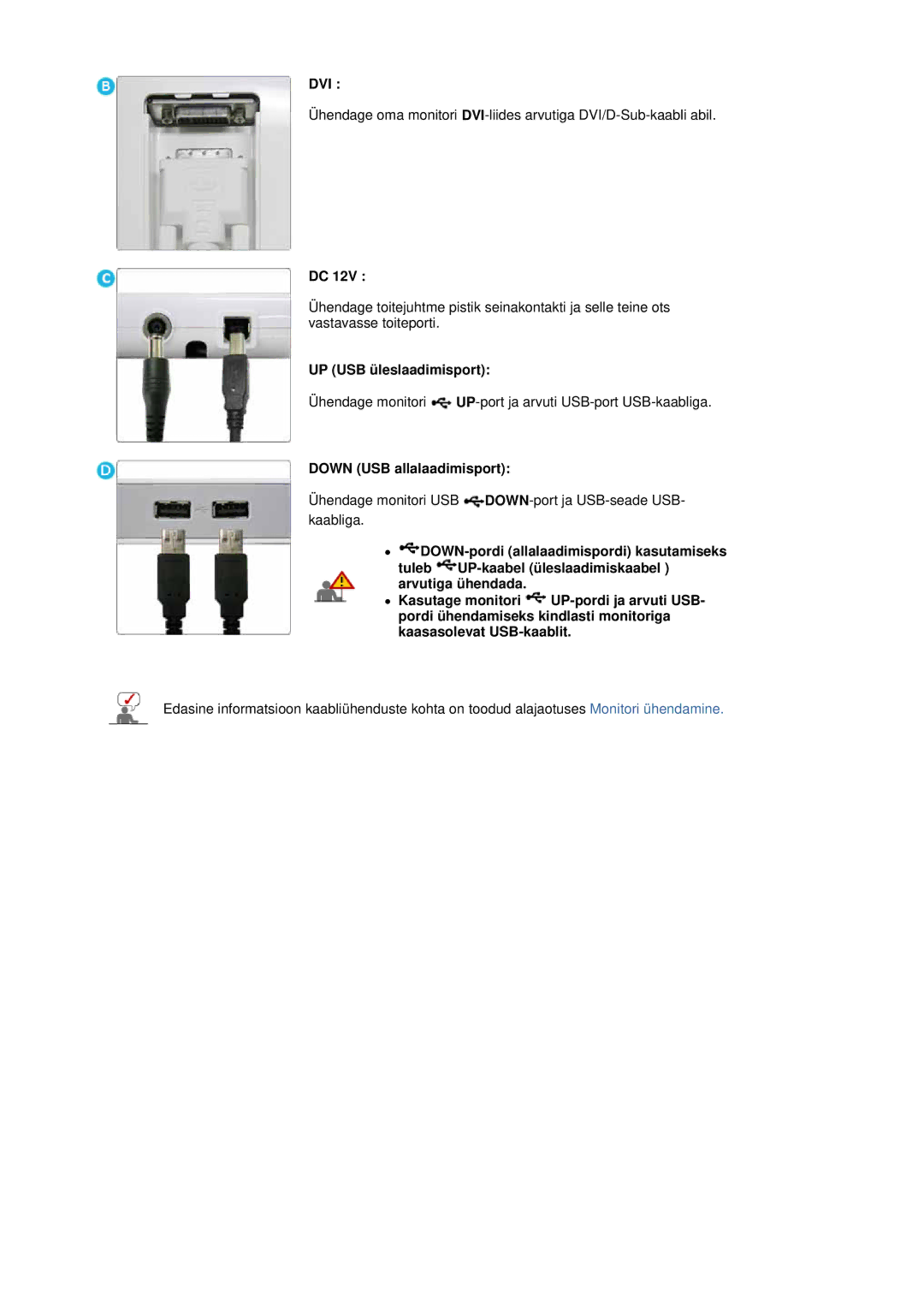 Samsung LS19MBPXHV/EDC, LS19MBPXFV/EDC, LS19MBXXFV/EDC, LS19MBXXHV/EDC UP USB üleslaadimisport, Down USB allalaadimisport 