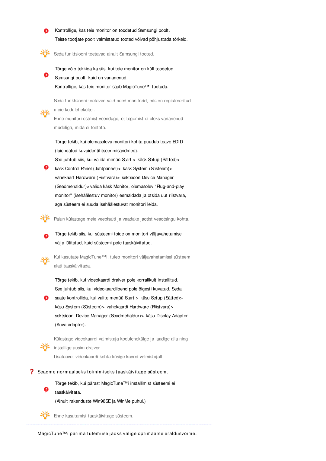 Samsung LS19MBXXFV/EDC, LS19MBPXFV/EDC, LS19MBPXHV/EDC, LS19MBXXHV/EDC manual Seda funktsiooni toetavad ainult Samsungi tooted 