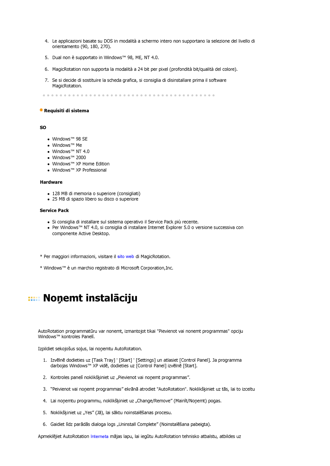 Samsung LS19MBXXHV/EDC, LS19MBPXFV/EDC, LS19MBXXFV/EDC, LS19MBPXHV/EDC manual Requisiti di sistema, Hardware, Service Pack 