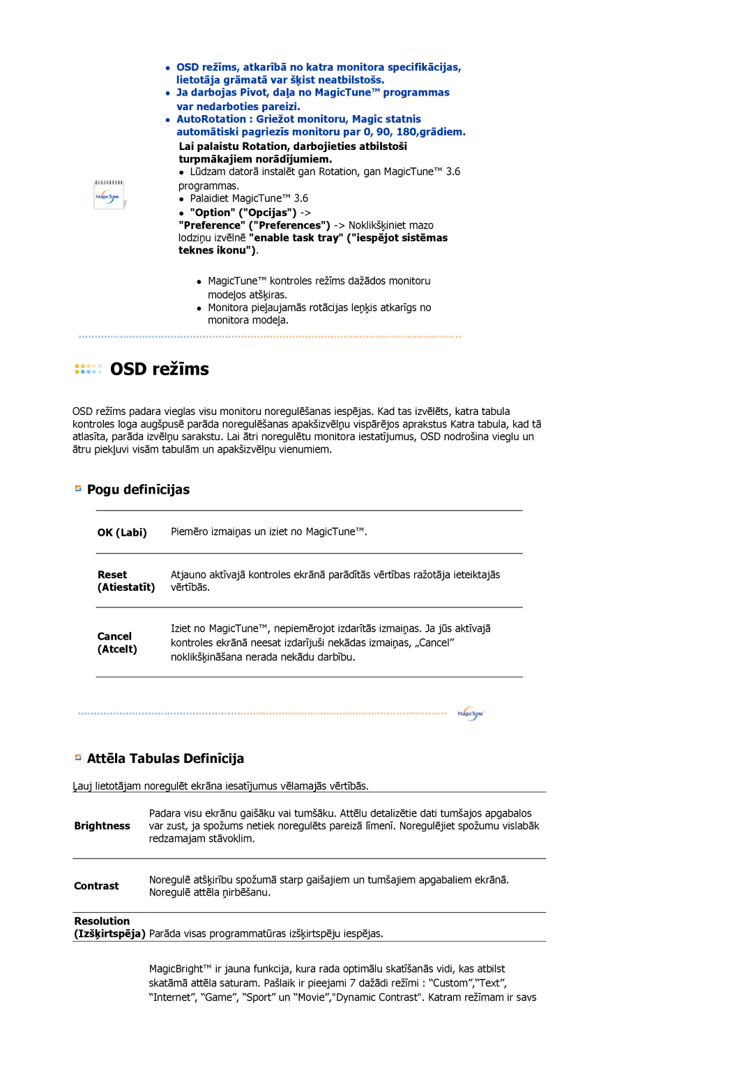 Samsung LS19MBXXFV/EDC, LS19MBPXFV/EDC, LS19MBPXHV/EDC, LS19MBXXHV/EDC manual OSD režīms 