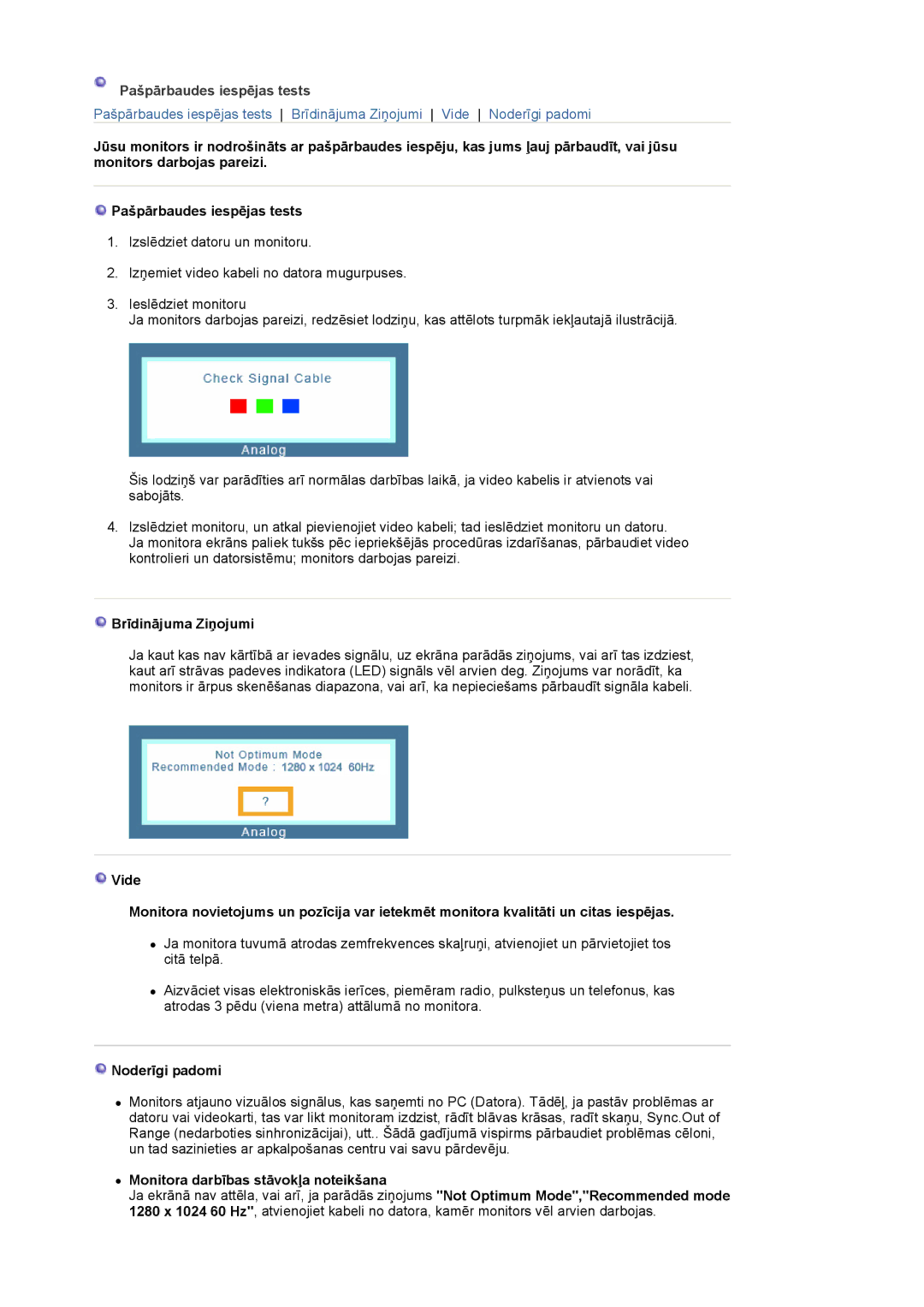 Samsung LS19MBPXFV/EDC, LS19MBXXFV/EDC manual Brīdinājuma Ziņojumi, Noderīgi padomi, Monitora darbības stāvokļa noteikšana 