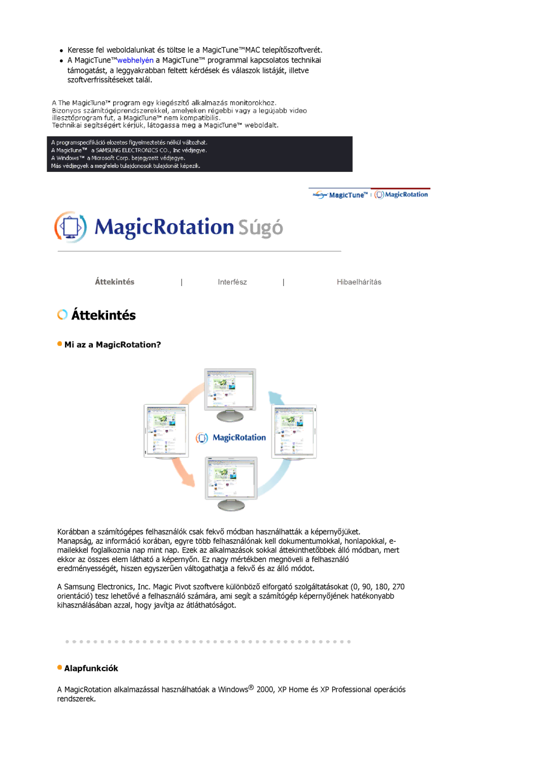 Samsung LS19MBXXFV/EDC, LS19MBPXFV/EDC, LS19MBPXHV/EDC, LS19MBXXHV/EDC manual Mi az a MagicRotation? 