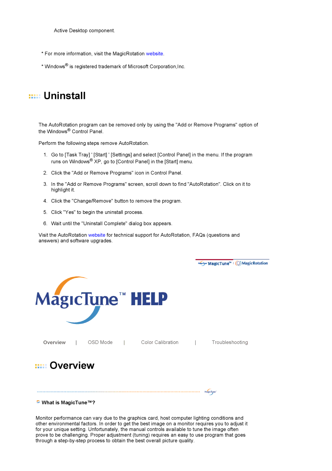 Samsung LS19MBXXXV/EDC, LS19MBPXFV/EDC, LS19MBXXFV/EDC, LS19MBPXHV/EDC, LS19MBXXHV/EDC manual Overview, What is MagicTune? 